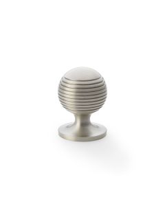 Alexander and Wilks Satin Nickel 32mm Caesar Cupboard Knob on Round Rose | AW832-32-SN