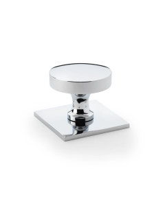 Alexander and Wilks Bullion Polished Chrome Cupboard Knob on Square Backplate