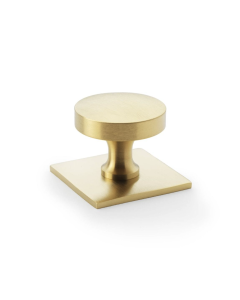Alexander and Wilks Bullion Satin Brass PVD Cupboard Knob on Square Backplate