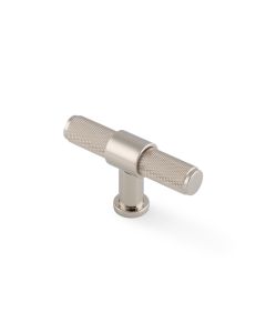 Polished Nickel PVD Kingston Knurled T-Bar Cupboard Knob | AW838-80-PNPVD