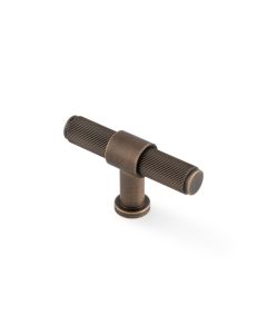 Antique Brass Kingston Reeded T-Bar Cupboard Knob | AW838R-80-AB