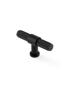 Matt Black Kingston Reeded T-Bar Cupboard Knob | AW838R-80-BL