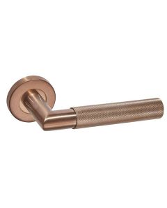 Set Copper (Rose Gold) Knurled Lever Handle on Rose | B1910CU