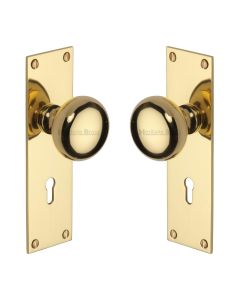 Heritage Brass Polished Brass Balmoral Door Knob on Plate - Lever Lock