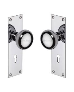 Heritage Brass Polished Chrome Balmoral Door Knob on Plate - Lever Lock