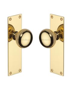 Heritage Brass Polished Brass Balmoral Door Knob on Plate - Lever Latch