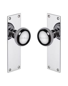 Heritage Brass Polished Chrome Balmoral Door Knob on Plate - Lever Latch