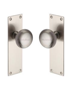 Heritage Brass Satin Nickel Balmoral Door Knob on Plate - Lever Latch