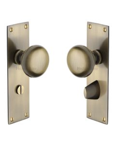Heritage Brass Antique Brass Balmoral Door Knob on Plate - Bathroom Set