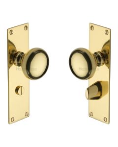 Heritage Brass Polished Brass Balmoral Door Knob on Plate - Bathroom Set