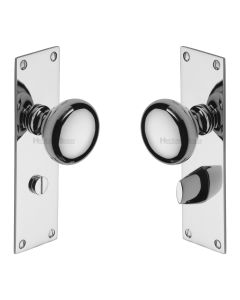 Heritage Brass Polished Chrome Balmoral Door Knob on Plate - Bathroom Set