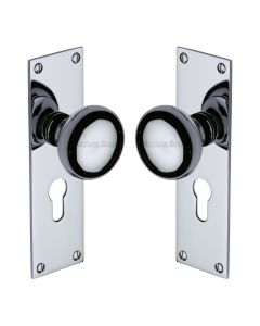 Heritage Brass Polished Chrome Balmoral Door Knob on Plate - Euro Profile