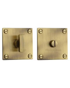 Antique Brass Square Bathroom Turn & Release - BAU1555