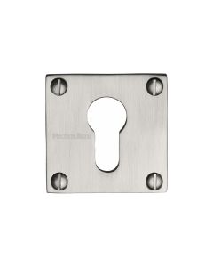 Satin Nickel Euro Profile Cylinder Escutcheon Square  - BAU1558