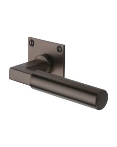 Matt Bronze Bauhaus Low Profile Door Handle on Square Rose