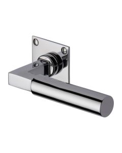 Polished Chrome Bauhaus Low Profile Door Handle on Square Rose