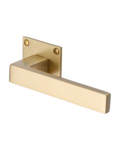 Satin Brass Delta BH Door Handle on Square Rose