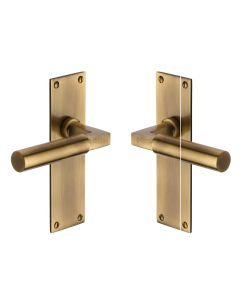 Heritage Brass Antique Brass Bauhaus Door Handle on Plate - Lever Latch