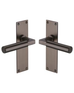 Heritage Brass Matt Bronze Bauhaus Door Handle on Plate - Lever Latch