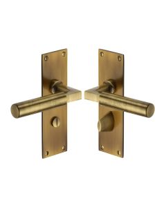 Heritage Brass Antique Brass Bauhaus Door Handle on Plate - Bathroom Set