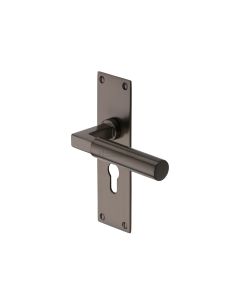 Heritage Brass Matt Bronze Bauhaus Door Handle on Plate - Euro Profile