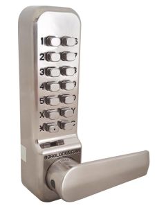 Borg 2402 Easicode Pro Satin Stainless Holdback Digital Lock with narrow latch