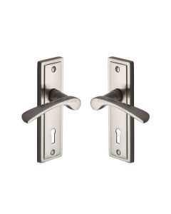 Heritage Brass Satin Nickel Boston Door Handle on Plate - Lever Lock