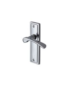 Heritage Brass Polished Chrome Boston Door Handle on Plate - Lever Latch