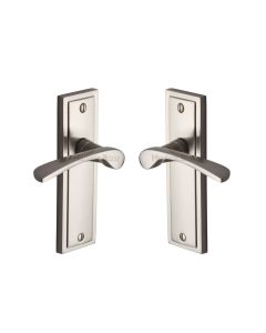 Heritage Brass Satin Nickel Boston Door Handle on Plate - Lever Latch