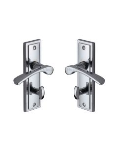 Heritage Brass Polished Chrome Boston Door Handle on Plate - Bathroom Set