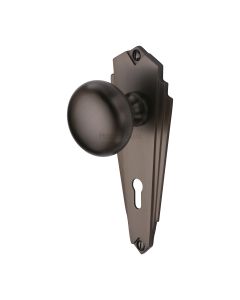 Heritage Brass Matt Bronze Broadway Door Knob on Plate - Lever Lock