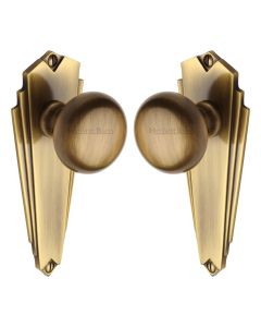 Heritage Brass Antique Brass Broadway Door Knob on Plate - Lever Latch