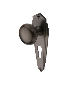 Heritage Brass Matt Bronze Broadway Door Knob on Plate - Euro Profile