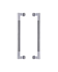 Heritage Brass Polished Chrome Bauhaus Knurled Back to Back Door Pull Handle 330mm