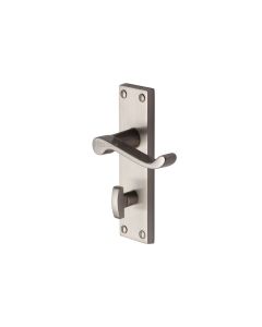 Heritage Brass Satin Nickel Builders' Range Door Handle on Plate - Bathroom Set