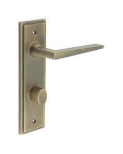 Set Burlington Antique Brass Mayfair Lever on Bathroom Lock Plate c/c 78mm  | BUR10-456-81AB