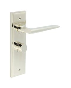 Set Burlington Polished Nickel Mayfair Lever on Bathroom Lock Plate c/c 57mm  | BUR10-453-81PN