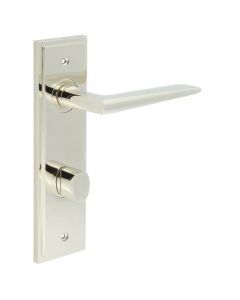 Set Burlington Polished Nickel Mayfair Lever on Bathroom Lock Plate c/c 78mm  | BUR10-456-81PN