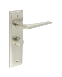 Set Burlington Satin Nickel Mayfair Lever on Bathroom Lock Plate c/c 57mm  | BUR10-453-81SN