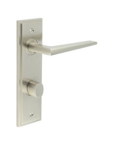 Set Burlington Satin Nickel Mayfair Lever on Bathroom Lock Plate c/c 78mm  | BUR10-456-81SN