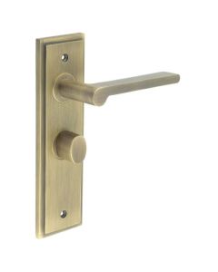 Set Burlington Antique Brass Fitzrovia Lever on Bathroom Lock Plate c/c 57mm  | BUR15-453-81AB