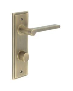 Set Burlington Antique Brass Fitzrovia Lever on Bathroom Lock Plate c/c 78mm  | BUR15-456-81AB