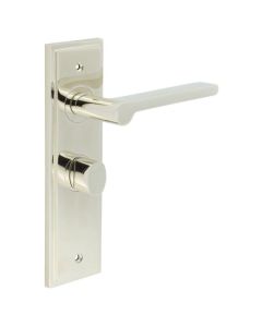 Set Burlington Polished Nickel Fitzrovia Lever on Bathroom Lock Plate c/c 57mm  | BUR15-453-81PN