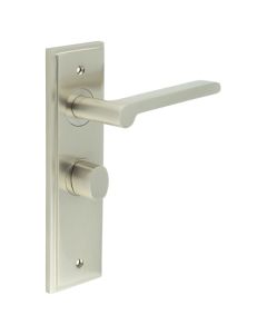 Set Burlington Satin Nickel Fitzrovia Lever on Bathroom Lock Plate c/c 57mm  | BUR15-453-81SN
