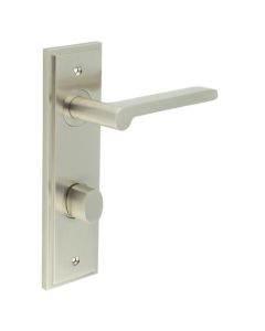 Set Burlington Satin Nickel Fitzrovia Lever on Bathroom Lock Plate c/c 78mm  | BUR15-456-81SN