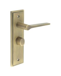 Set Burlington Antique Brass Knightsbridge Lever on Bathroom Lock Plate c/c 57mm  | BUR20-453-81AB