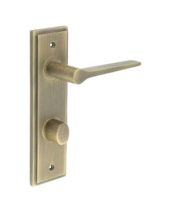 Set Burlington Antique Brass Knightsbridge Lever on Bathroom Lock Plate c/c 78mm | BUR20-456-81AB