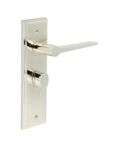 Set Burlington Polished Nickel Knightsbridge Lever on Bathroom Lock Plate c/c 57mm | BUR20-453-81PN