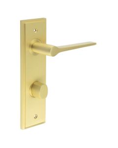 Set Burlington Satin Brass Knightsbridge Lever on Bathroom Lock Plate c/c 78mm | BUR20-456-81SB