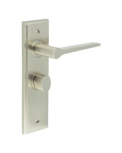 Set Burlington Satin Nickel Knightsbridge Lever on Bathroom Lock Plate c/c 57mm  | BUR20-453-81SN